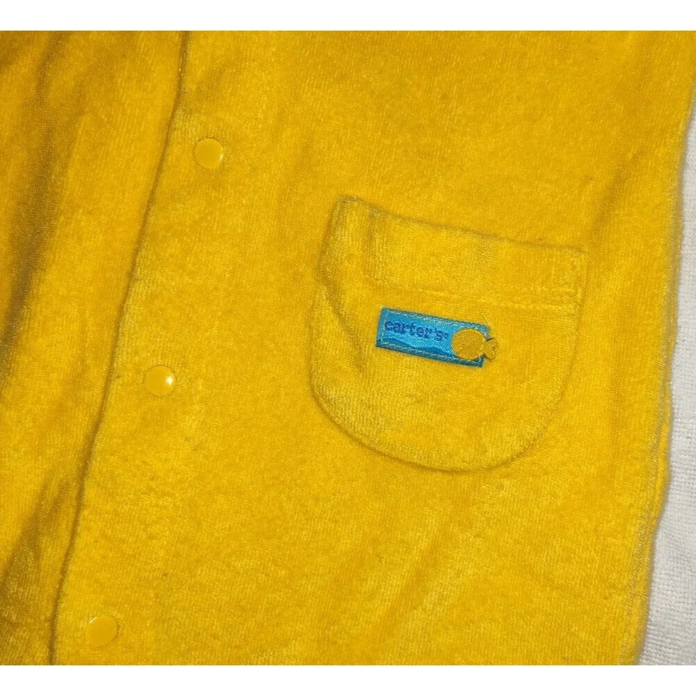 Vtg Carter's Goldfish Terry Cloth Footed Sleeper Baby 6 9 Mos Yellow Fish Unisex